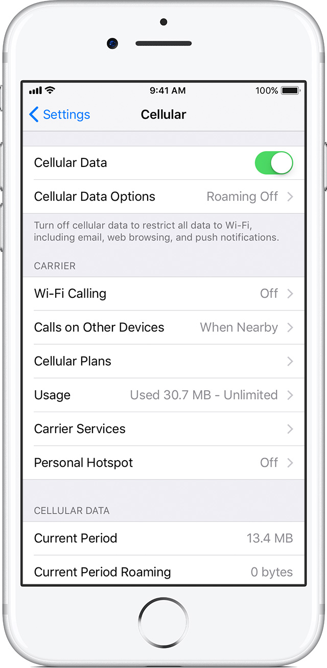 Check the cellular data usage on your iPhone and iPad - Apple Support