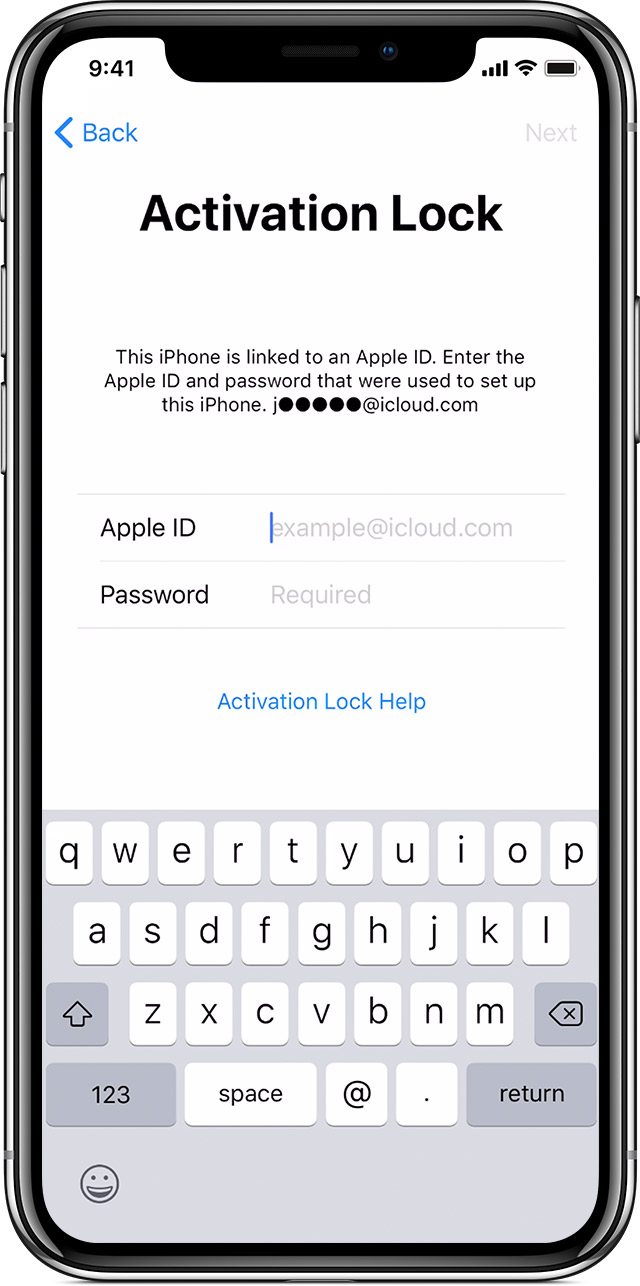 iPhone showing Activation Lock screen