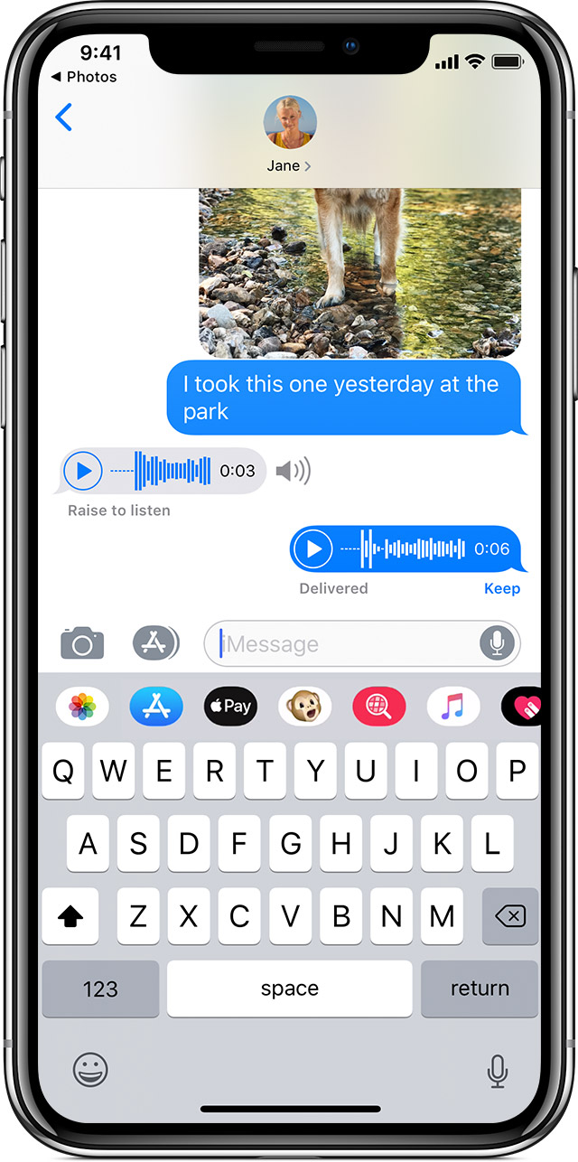 ios12 iphone x messages send audio file