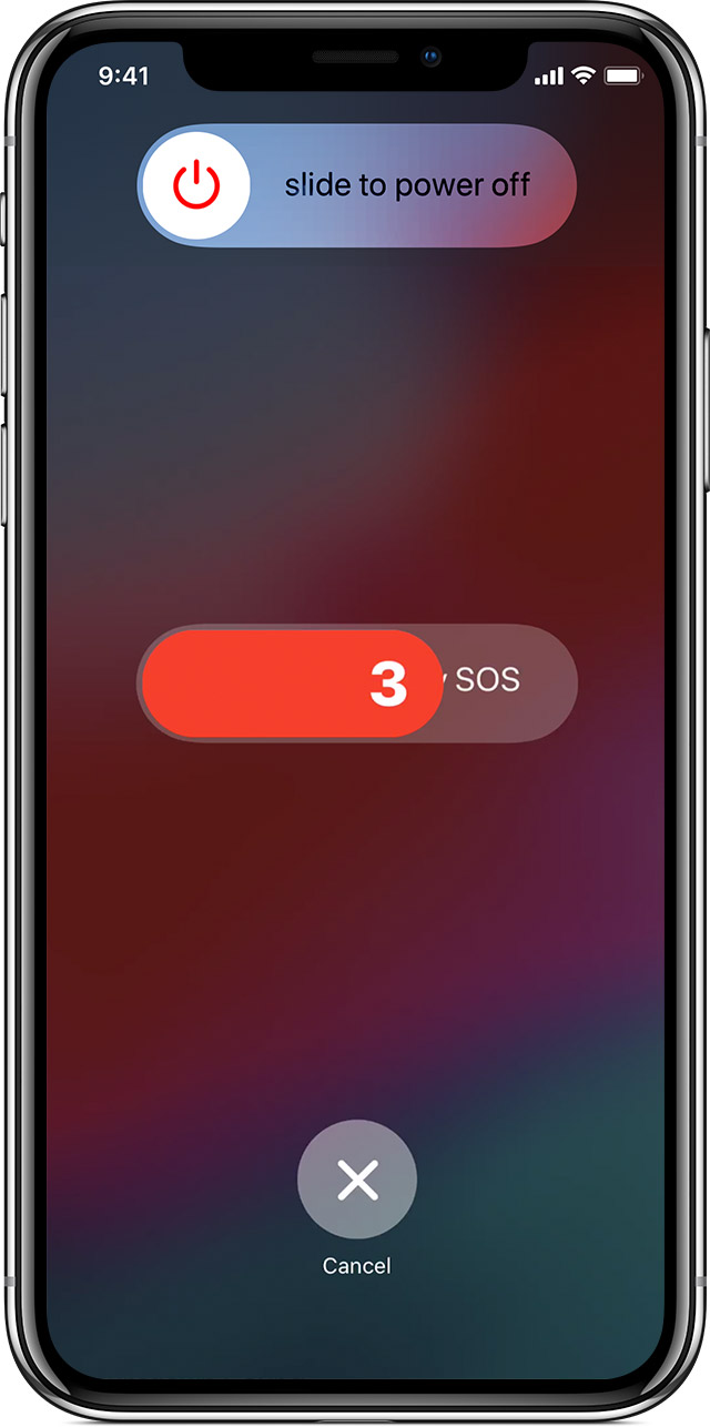 Contagem regressiva do SOS de Emergência no iPhone X