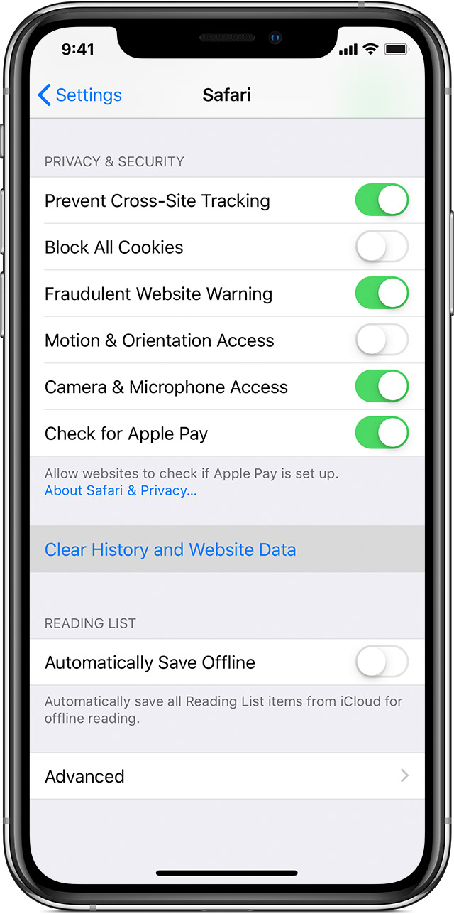 Clear the history and cookies from Safari on your iPhone, iPad, or iPod