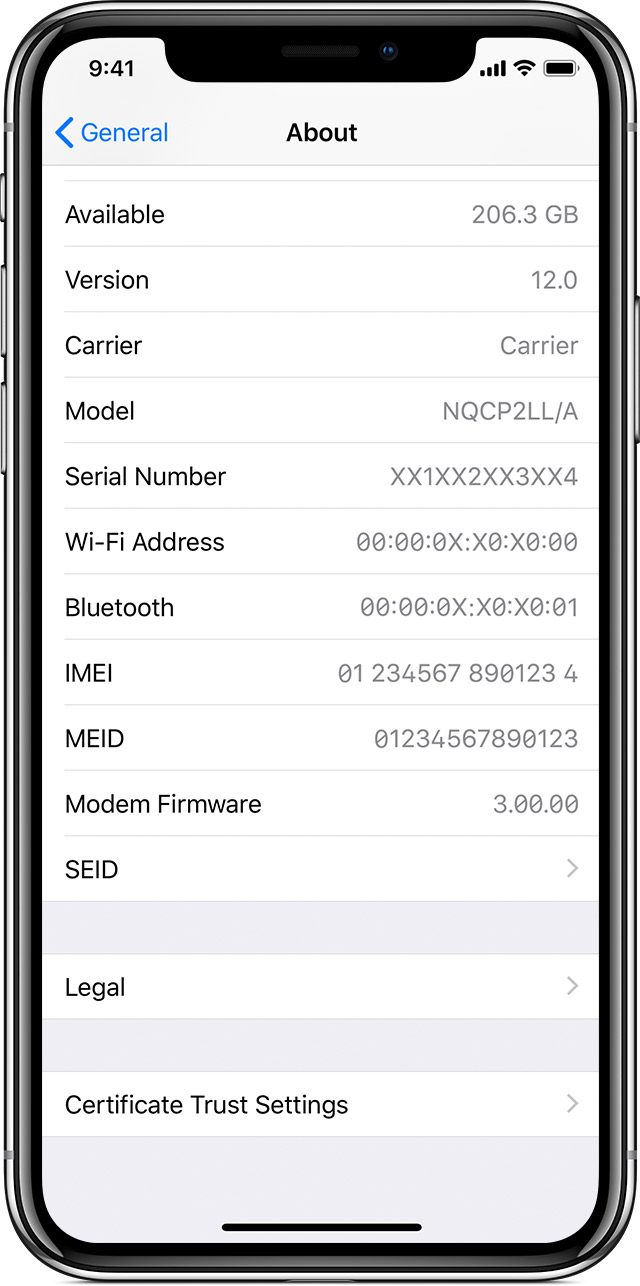 How do you find your iphone serial number list