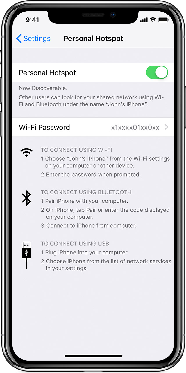 how to connect to iphone hotspot using usb