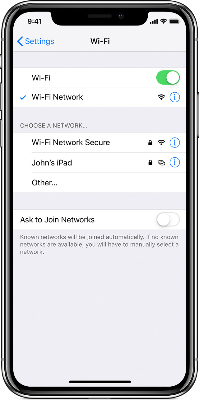 Connect to Wi-Fi on your iPhone, iPad, or iPod touch - Apple Support