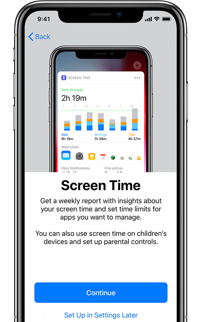 Screen Time setup screen on iPhone