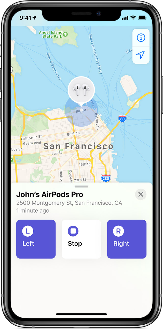 ios13 iphone xs find my airpods pro play sound