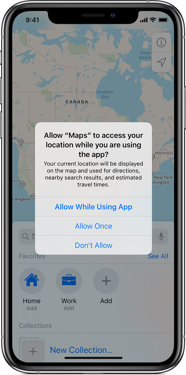 An app requests access to your location while you are using the app on iPhone