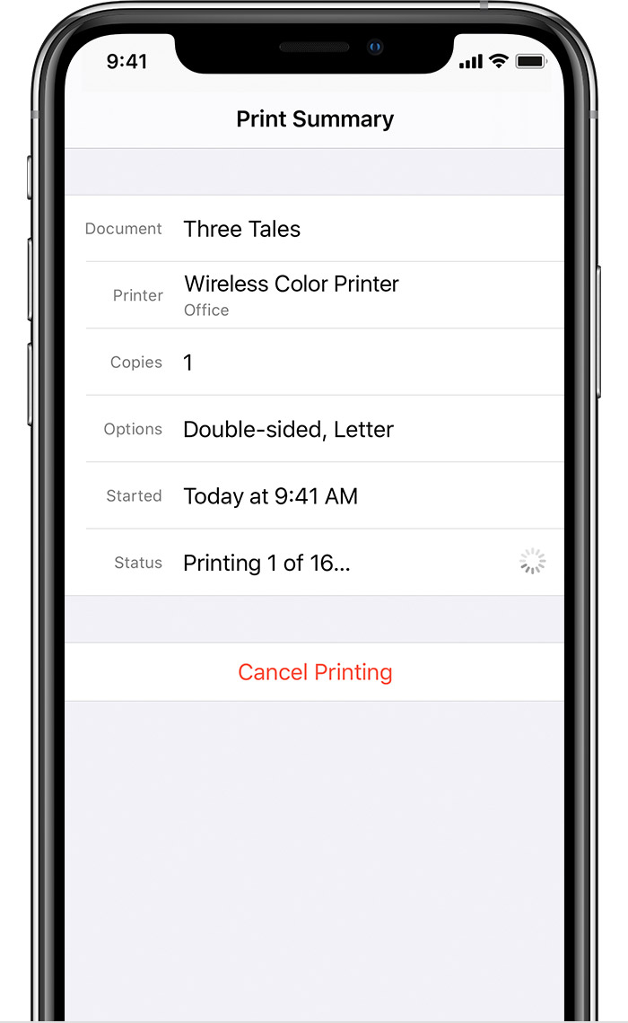 how to change default printer settings on iphone