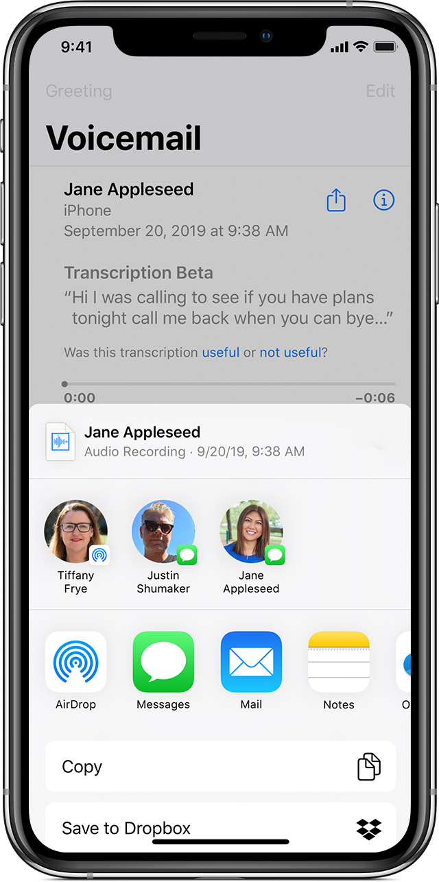 Save And Share Visual Voicemail Messages On Your Iphone Apple Support