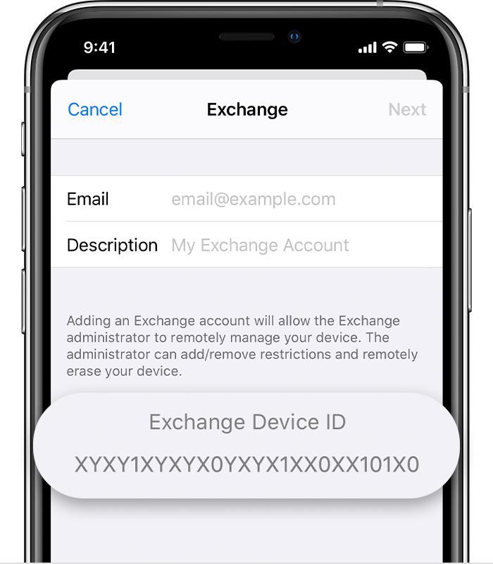 Find Your Exchange Device ID Apple Support