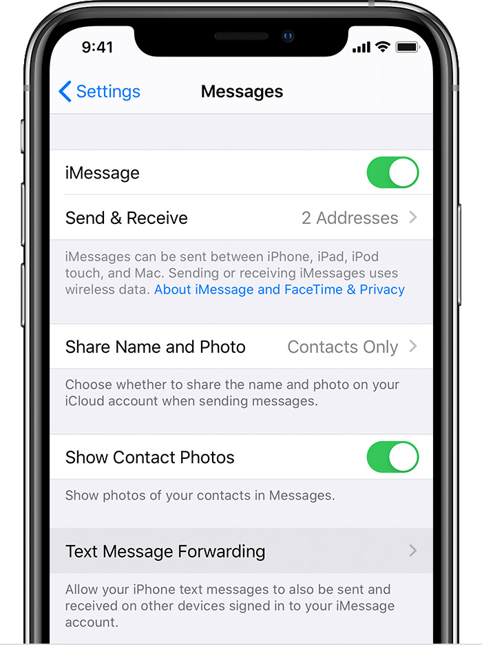 how to have text messages forwarded to another iphone