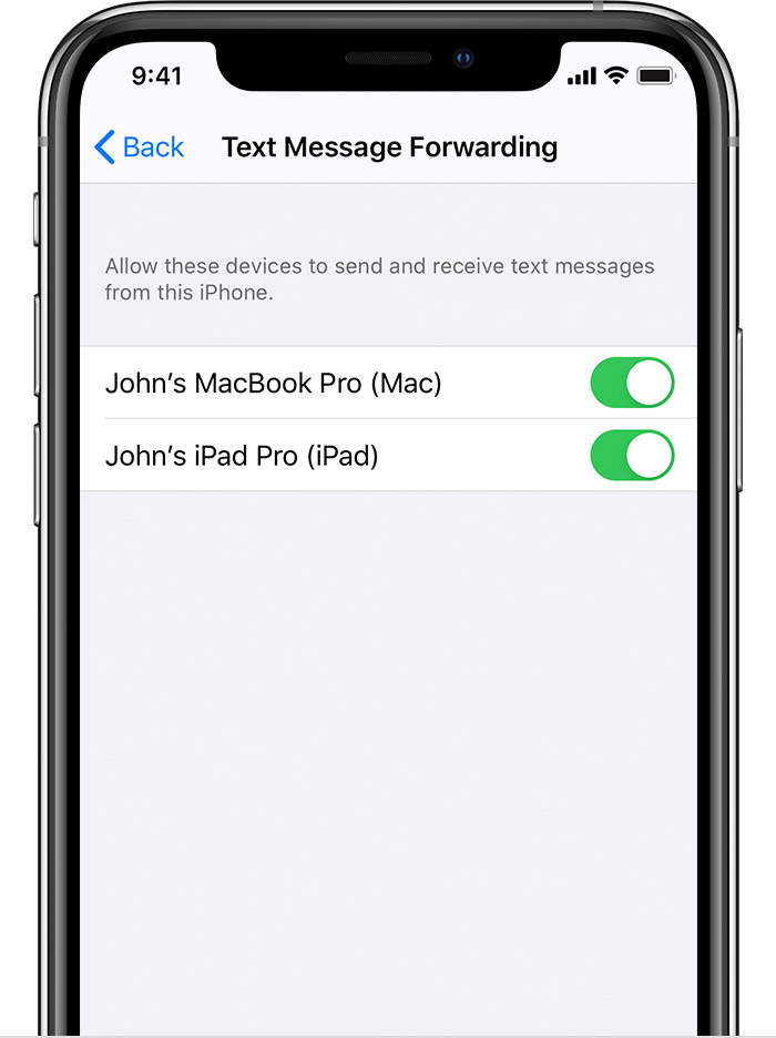 code wont sent to mac for text message forwarding