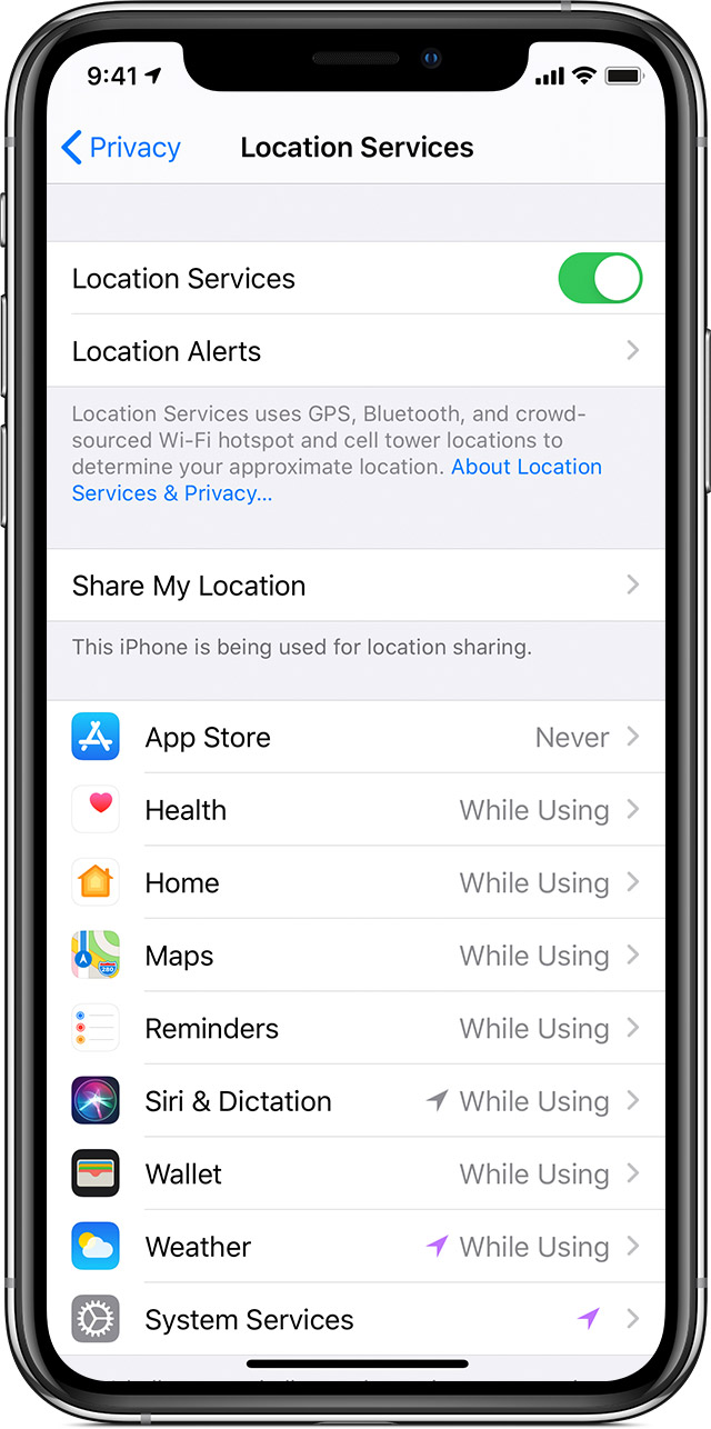 mac turn off location services for an app