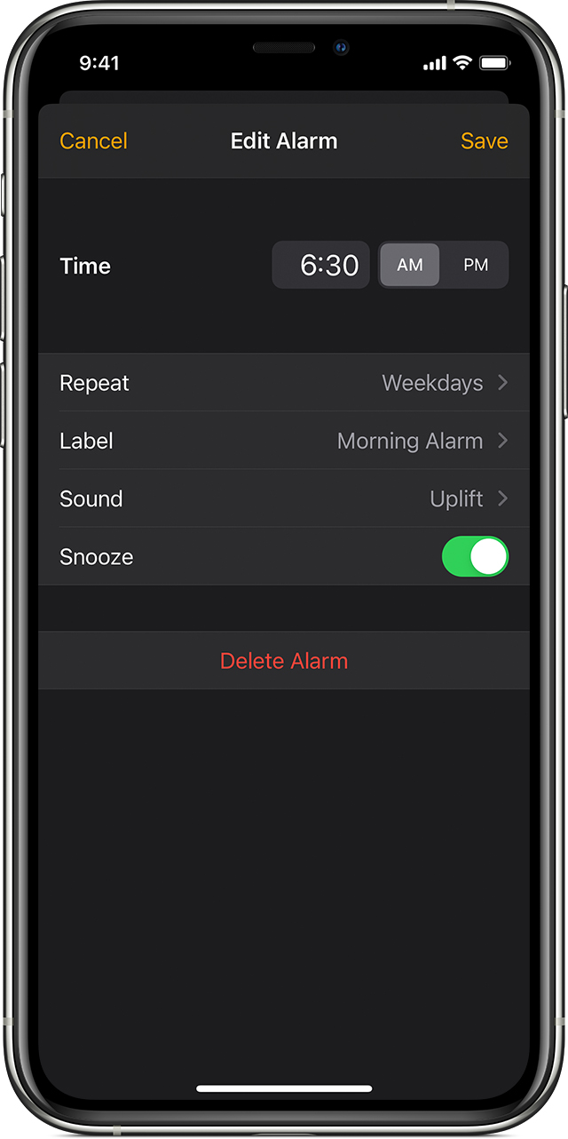 ios14 iphone 11pro clock alarm edit delete alarm