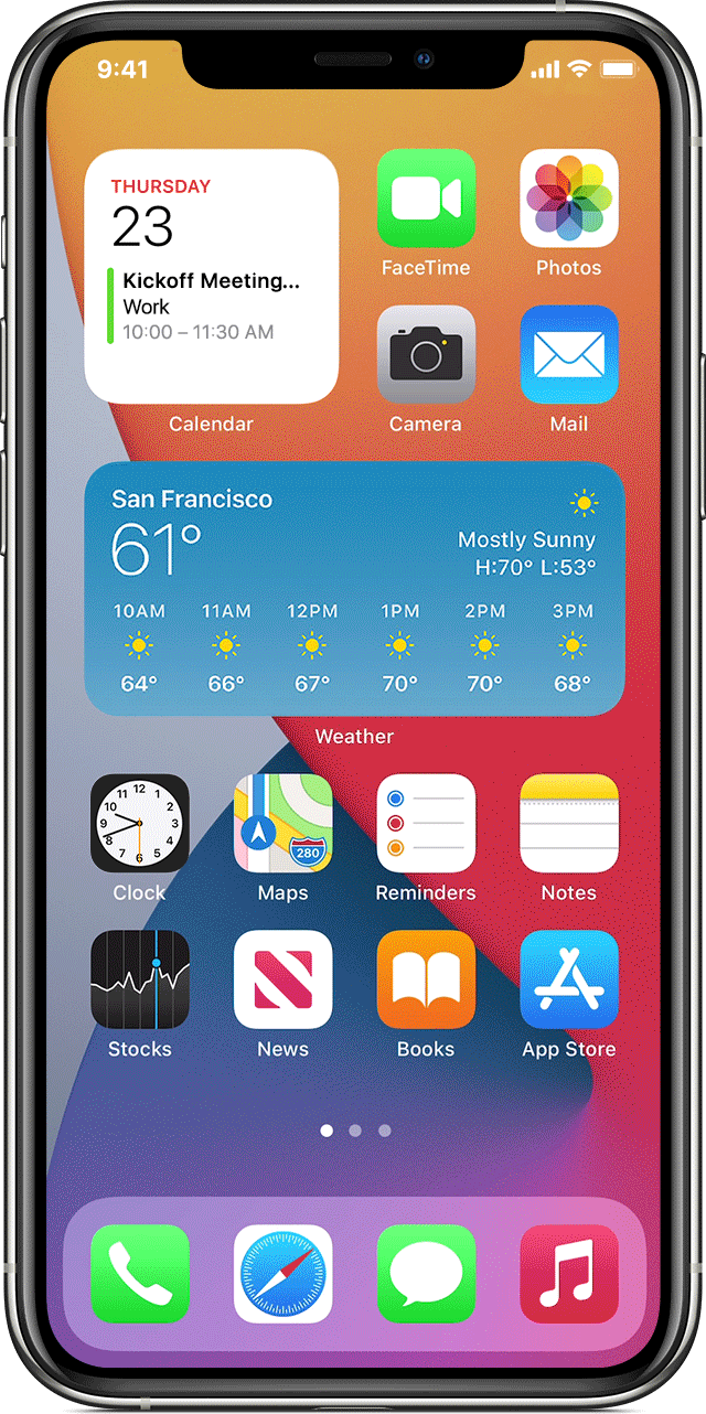 iPhone που εμφανίζει μια στοίβα widget