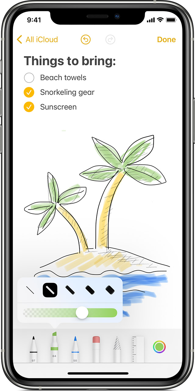 iPhone showing how to create an inline drawing