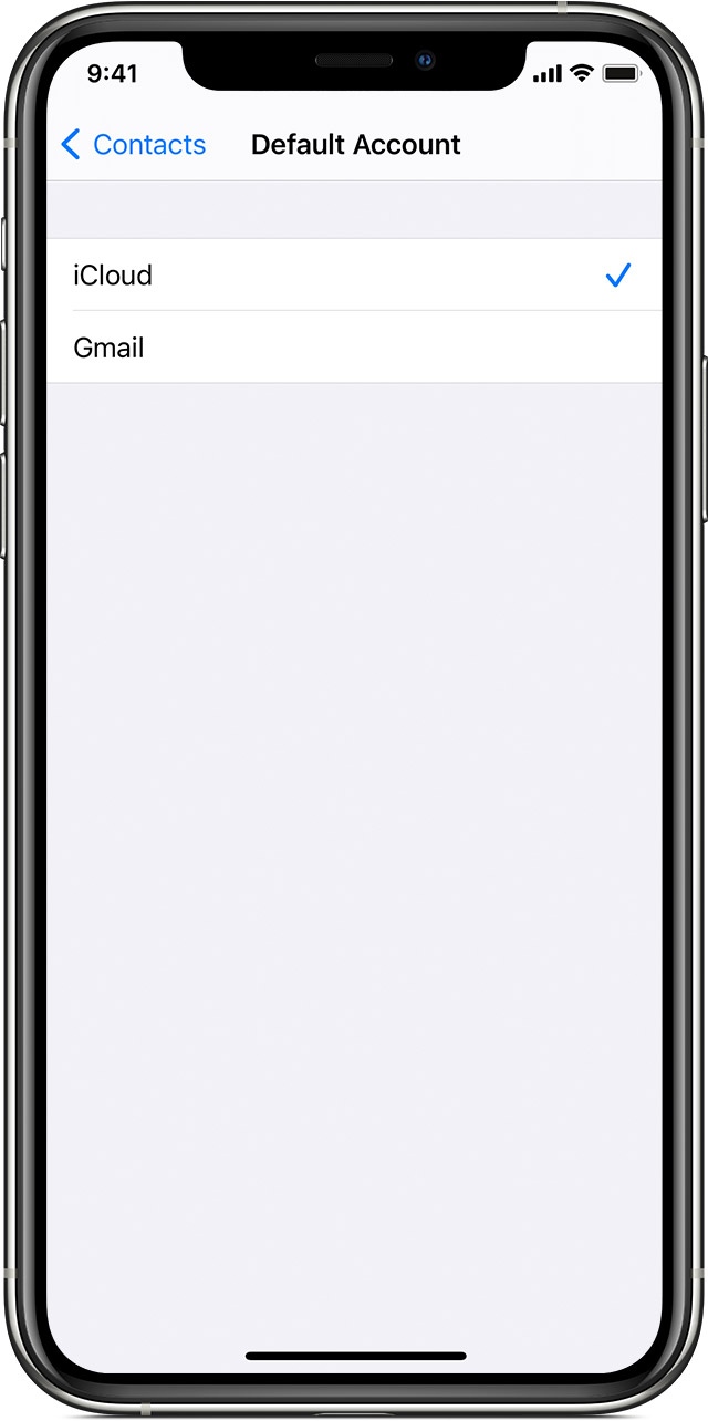 ios14 iphone11 pro settings contacts default account