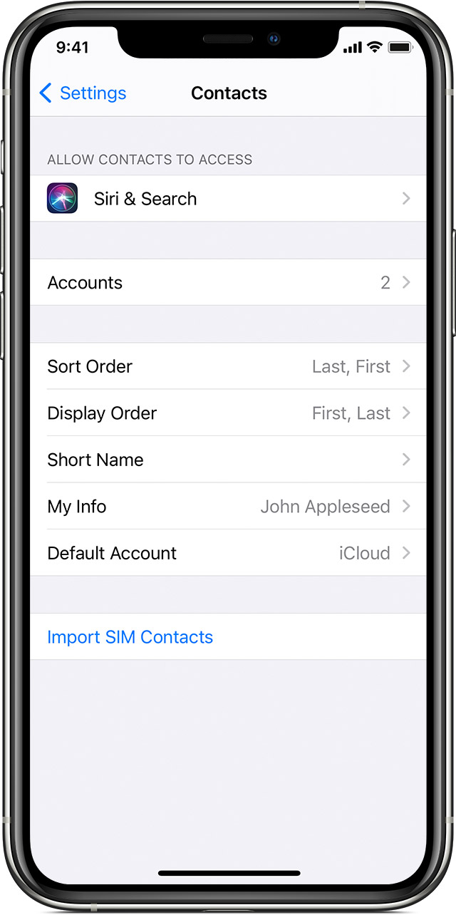 ios14 iphone11 pro settings contacts