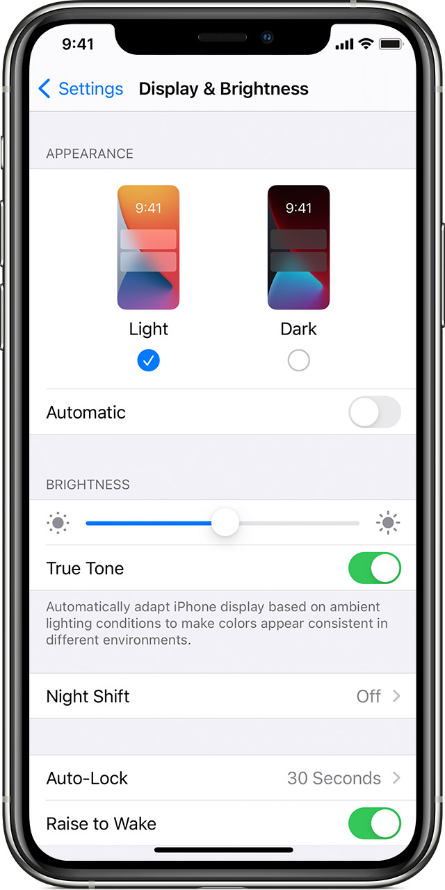 ios14 iphone11 pro settings display brightness