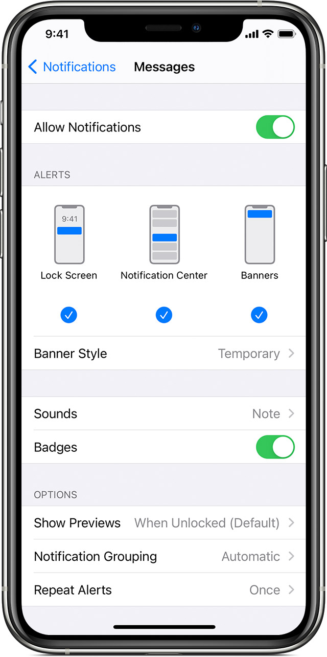 Utilisation Des Notifications Sur Iphone Ipad Et Ipod Touch Assistance Apple