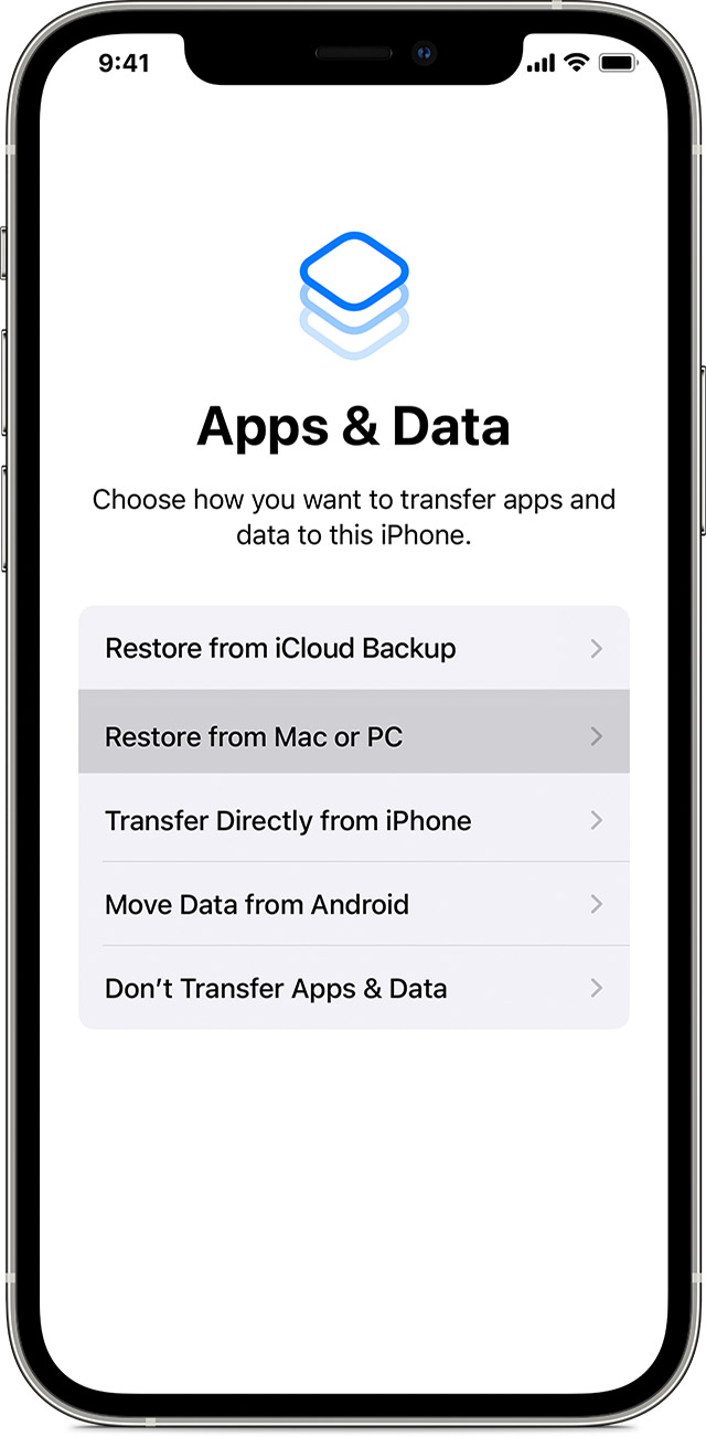 Use Itunes Or The Finder To Transfer Data From Your Previous Ios Device To Your New Iphone Ipad Or Ipod Touch Apple Support