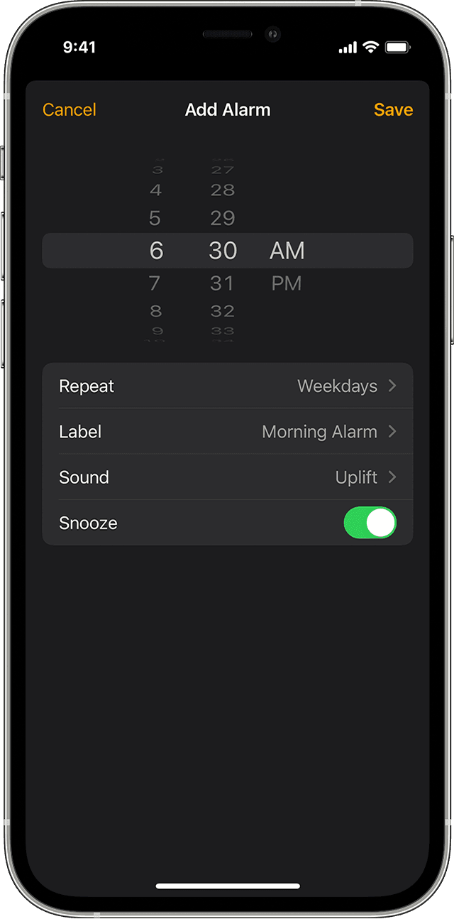 Set an alarm on iPhone
