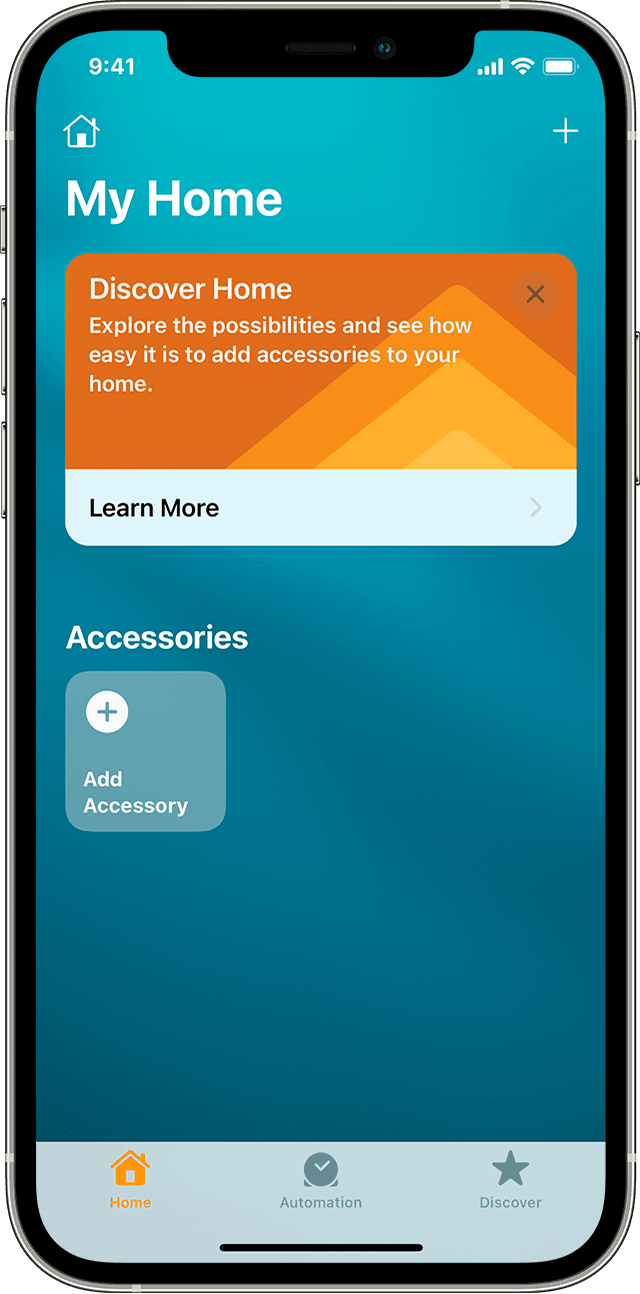 The Home app screen on iOS showing the Add Accessory tile