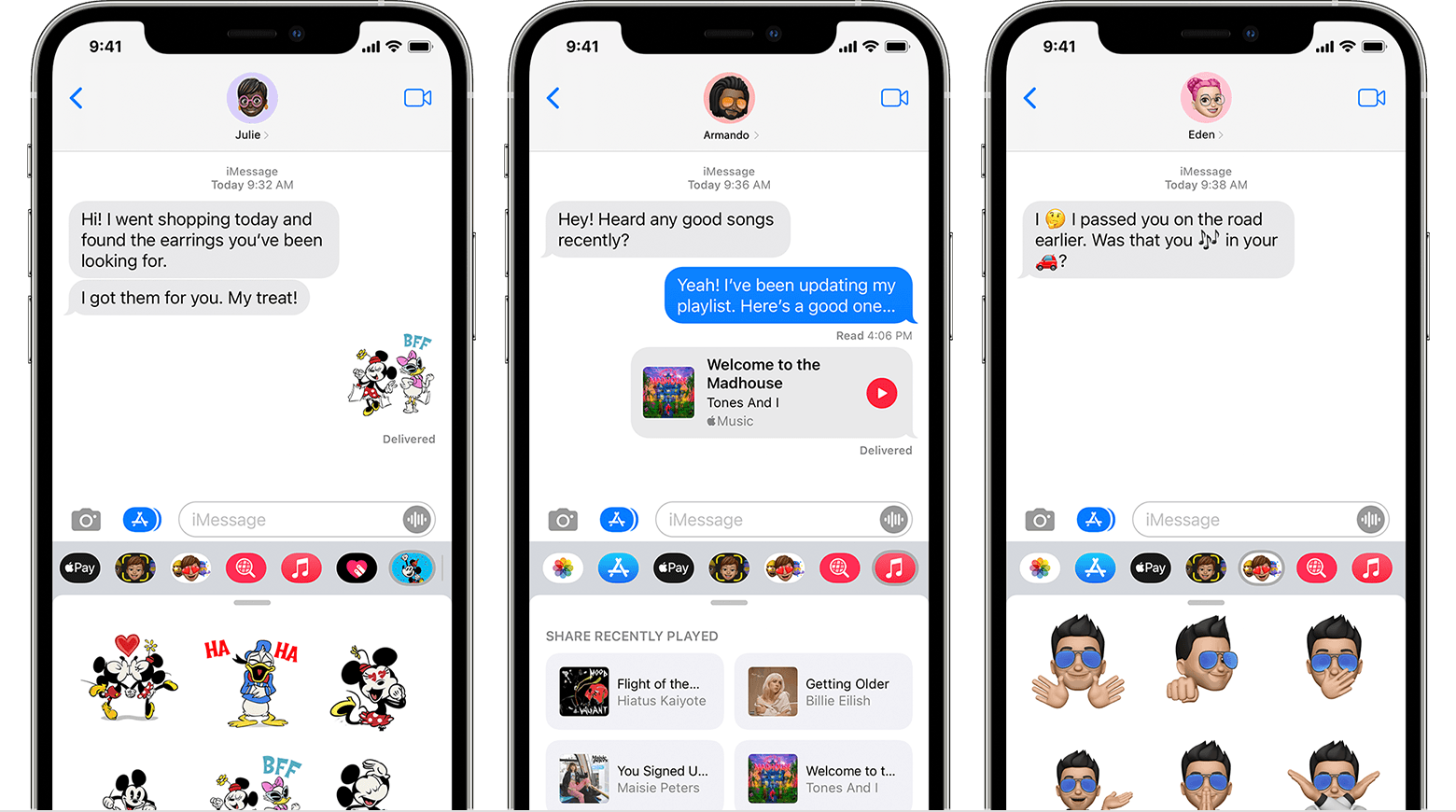 iPhone showing iMessage apps in a messages conversation