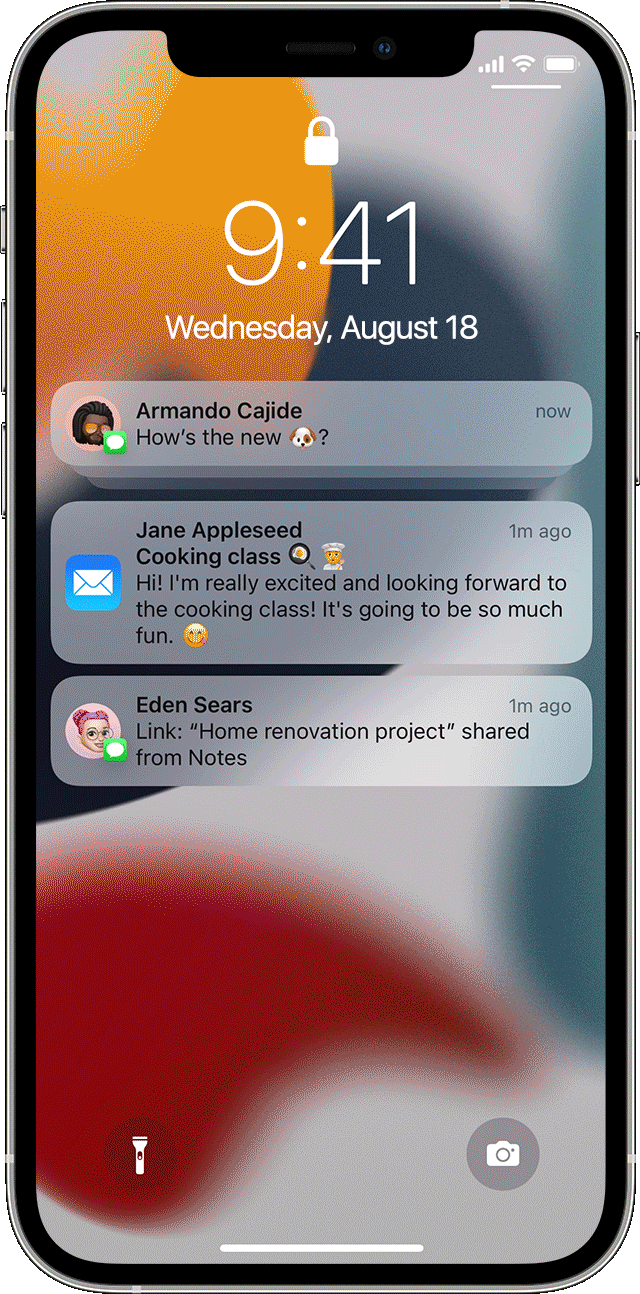iPhone showing how to open notifications from Lock Screen