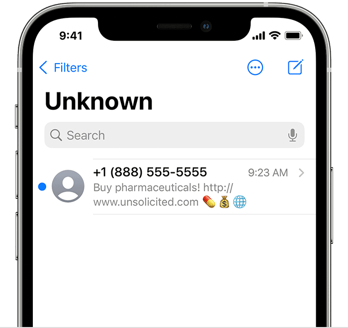 ios15 iphone12 pro messages filter unknown senders