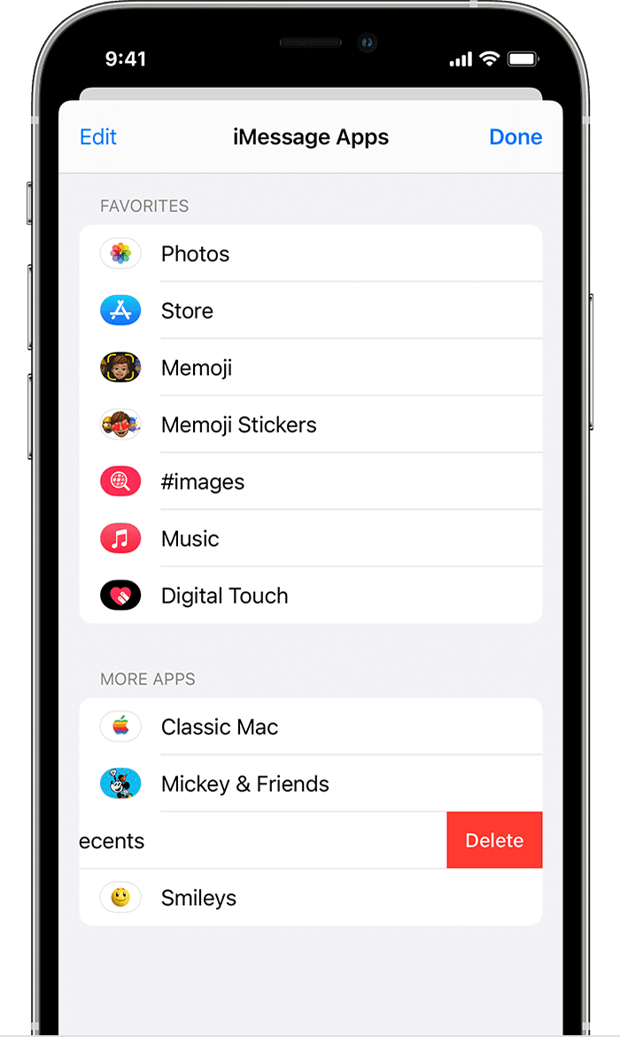 iPhone showing how to delete iMessage apps