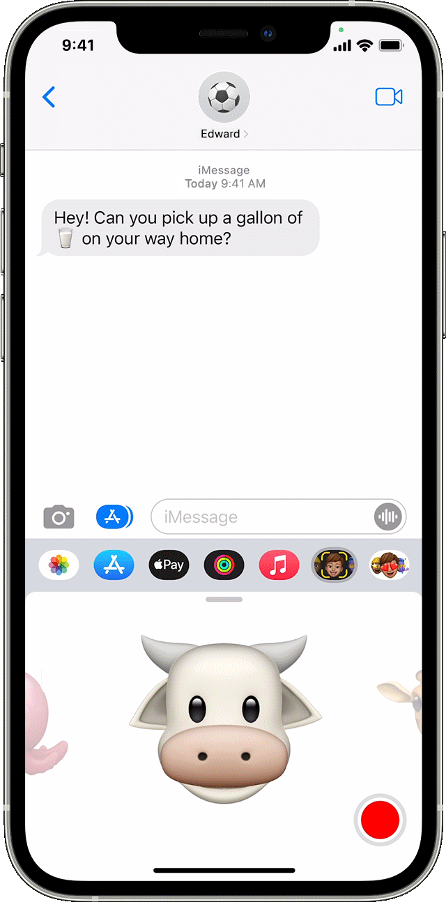 iPhone showing how to use animated Memoji
