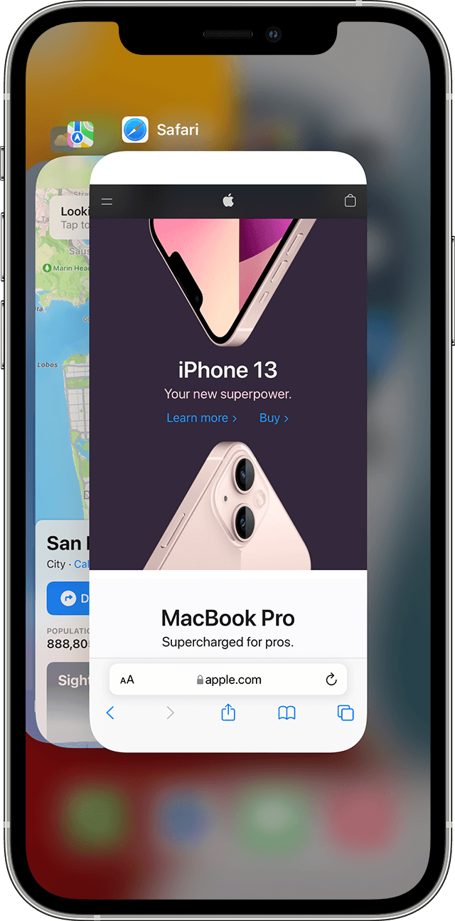 Auf dem iPhone 13 und anderen Face ID-Modellen durch Gesten, Streichen und  Drücken navigieren - Apple Support (CH)