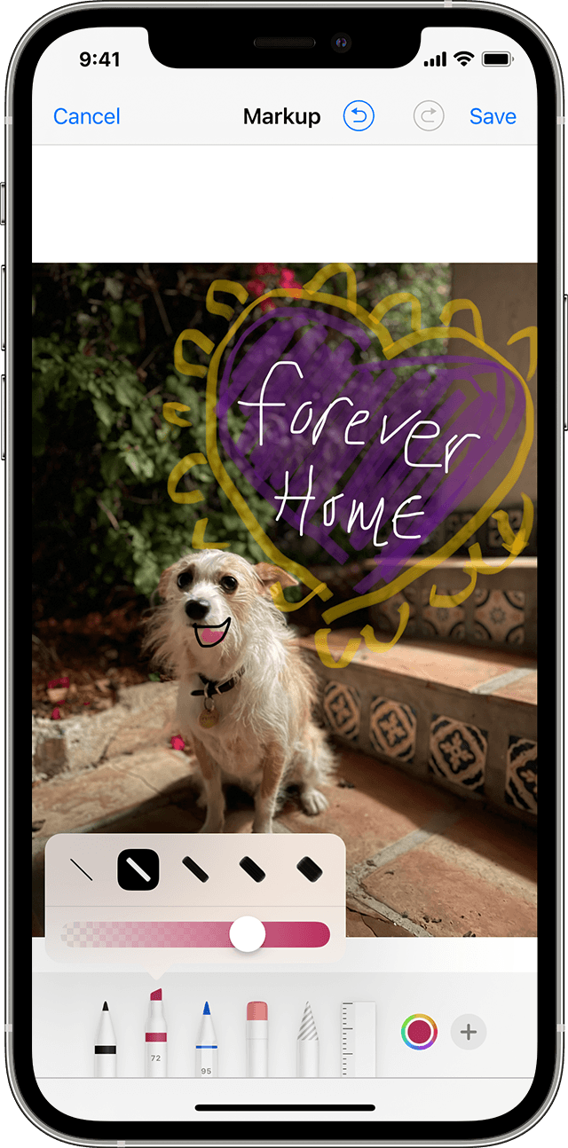 draw a heart shape with the iPhone's markup tool in Photos app