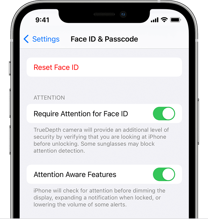 face id iphone off