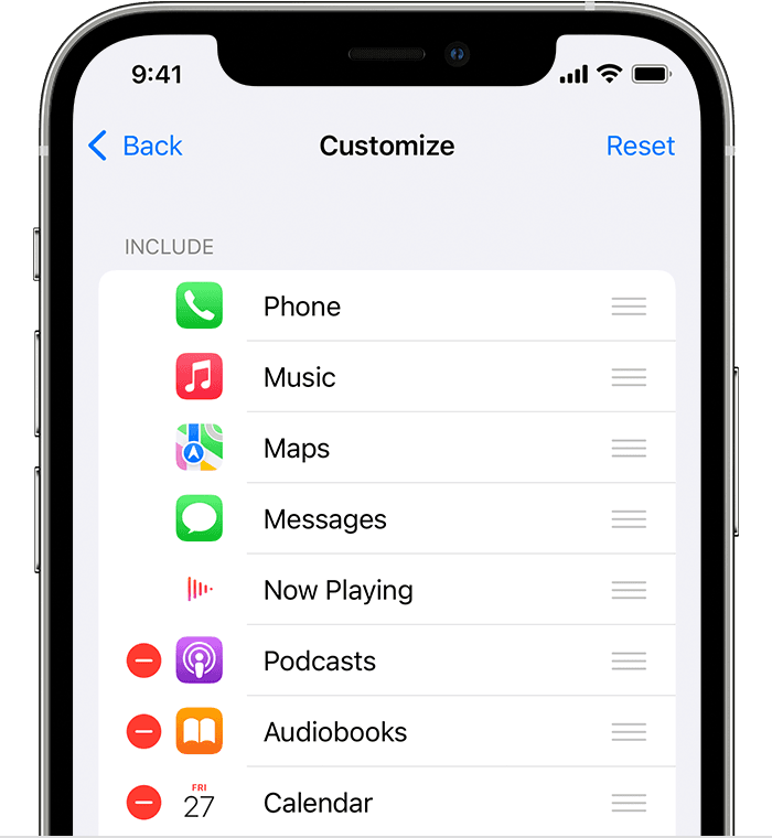 iPhone showing how to arrange CarPlay apps