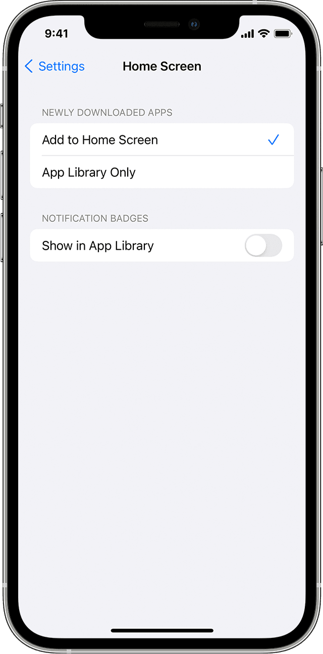 App Library option on the Home Screen Settings. Image courtesy of Apple.com
