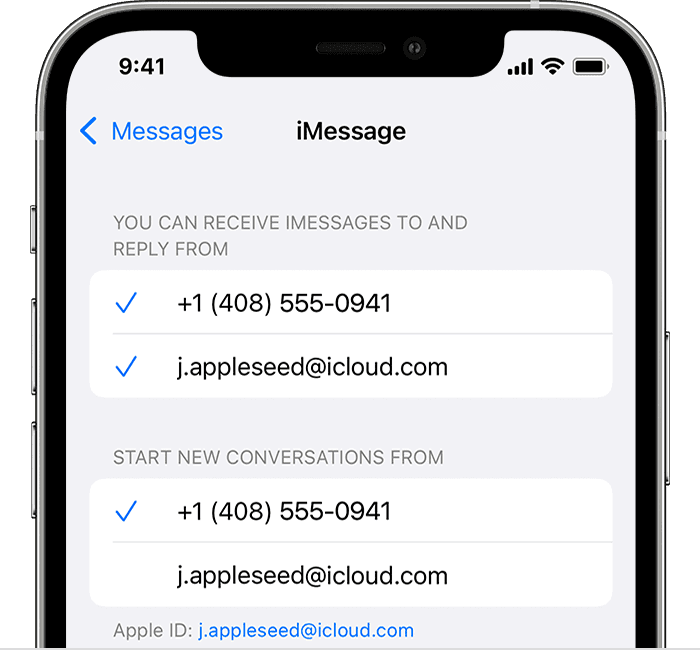 iPhone screen showing iMessage settings