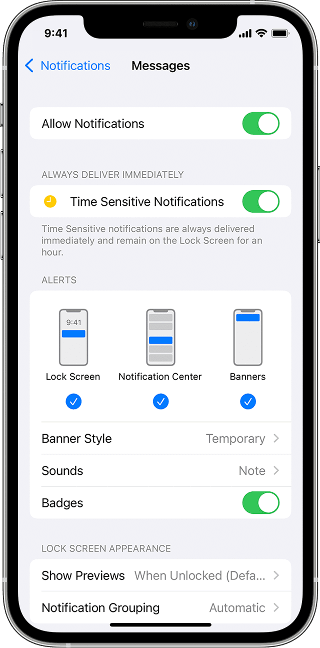 iPhone showing how to change alert styles