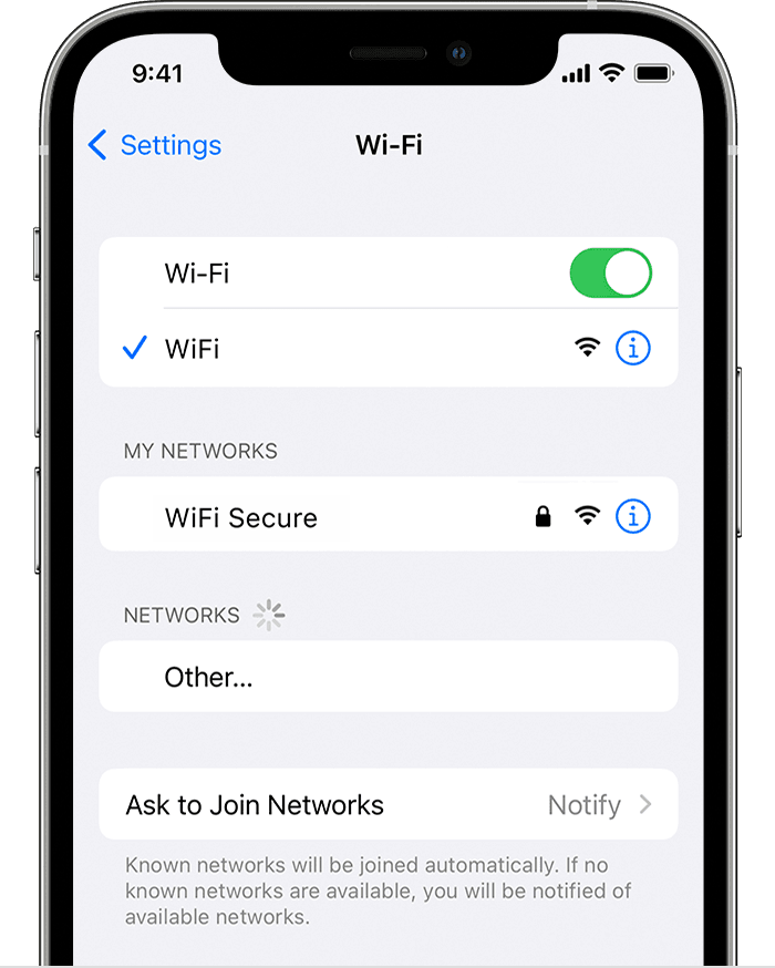 Connect to Wi Fi on your iPhone, iPad, or iPod touch   Apple Support