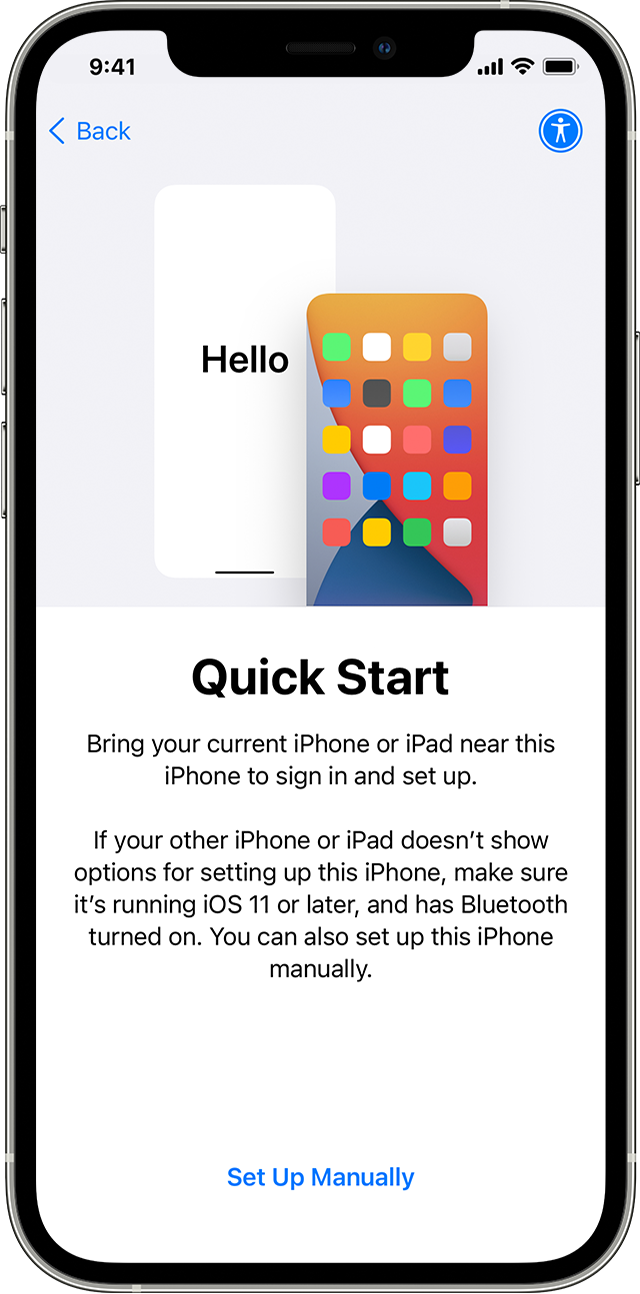 Use Quick Start to transfer data to a new iPhone, iPad, or iPod
