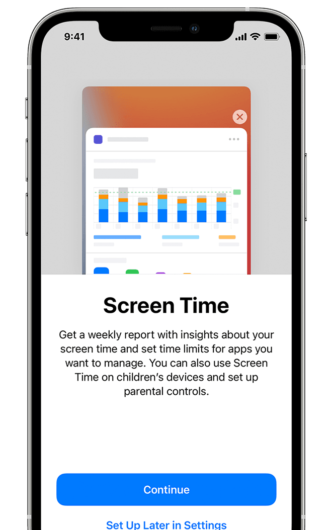 Screen showing option to enable Screen Time