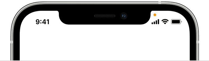 iPhone 屏幕的状态栏显示麦克风处于打开状态