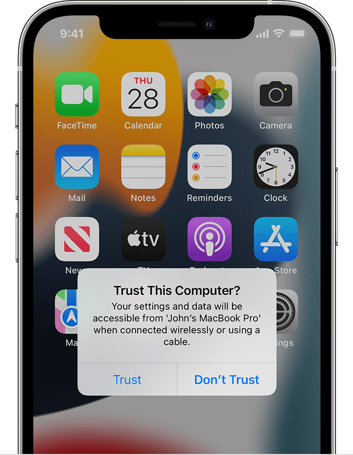 About the 'Trust This Computer' alert on your iPhone, iPad, or iPod touch -  Apple Support