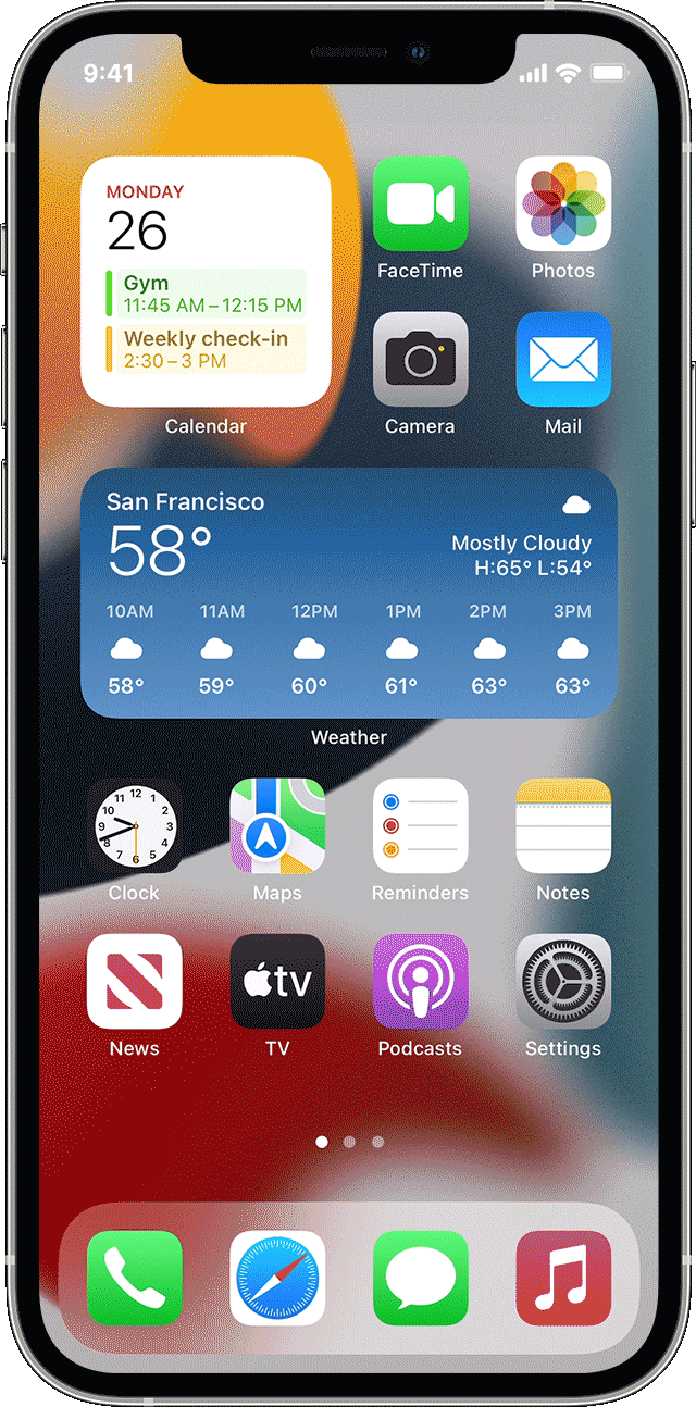 iPhone showing widget stack
