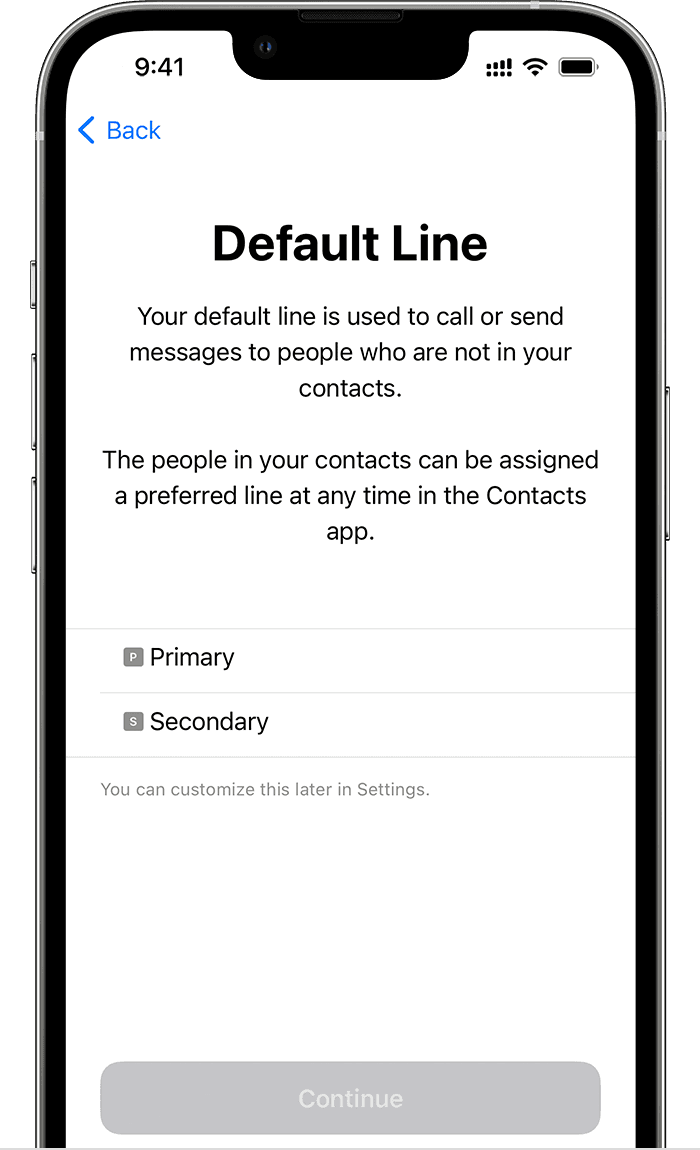 Image shows where to choose default line.