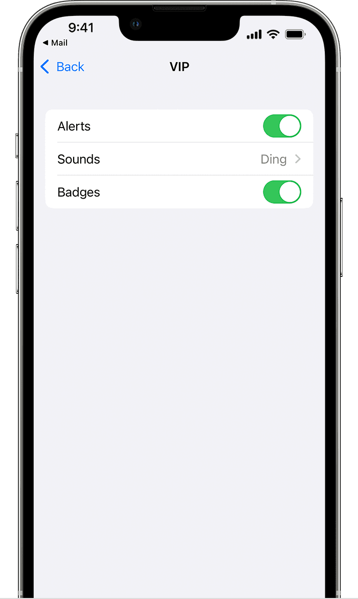 Configurar las preferencias de alertas para correos electrónicos VIP en iOS 15