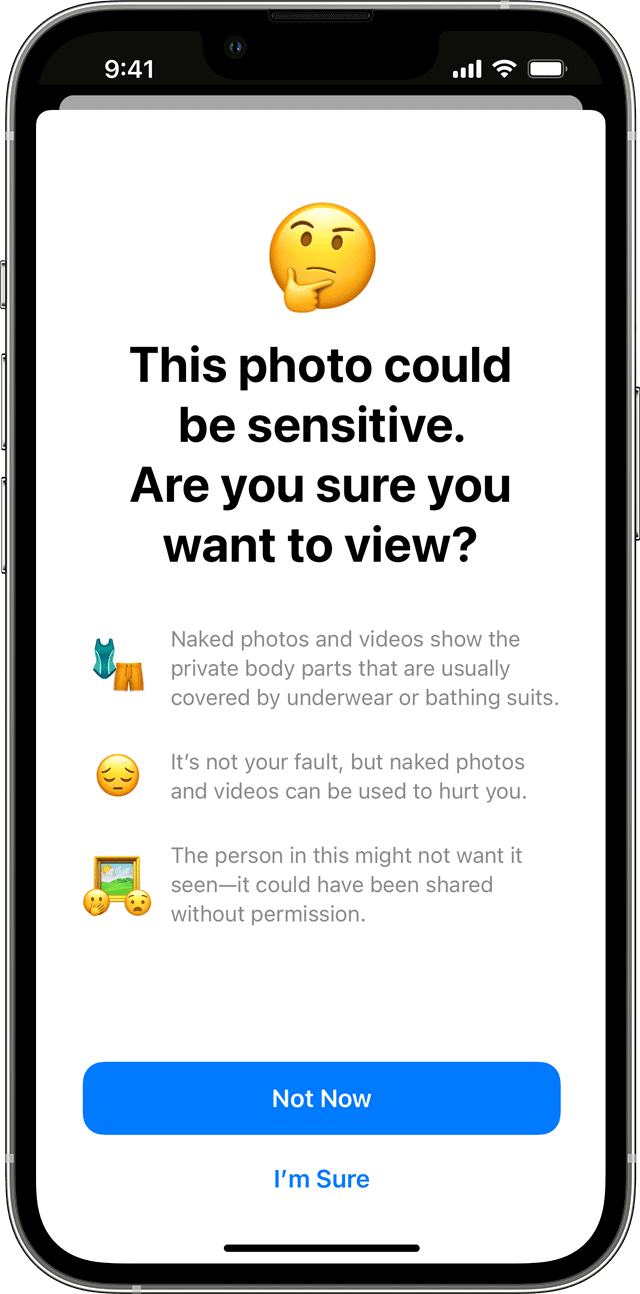 iPhone view sensitive photo confirmation screen