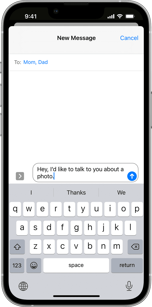 iPhone New Message to Mom and Dad