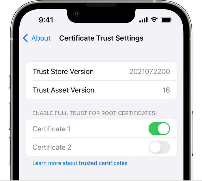 iPhone Certificate Trust Settings